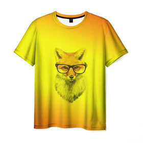Мужская футболка 3D с принтом Лис ученый , 100% полиэфир | прямой крой, круглый вырез горловины, длина до линии бедер | Тематика изображения на принте: fox | животное | зверь | красивая | лес | лис | лиса | лисенок | лисица | лисичка | мех | очки | патрикеевна | песец | плутовка | прикольная | природа | рисунок | рыжая | рыжий цвет | сказка | хвост | хитрая