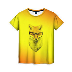 Женская футболка 3D с принтом Лис ученый , 100% полиэфир ( синтетическое хлопкоподобное полотно) | прямой крой, круглый вырез горловины, длина до линии бедер | fox | животное | зверь | красивая | лес | лис | лиса | лисенок | лисица | лисичка | мех | очки | патрикеевна | песец | плутовка | прикольная | природа | рисунок | рыжая | рыжий цвет | сказка | хвост | хитрая
