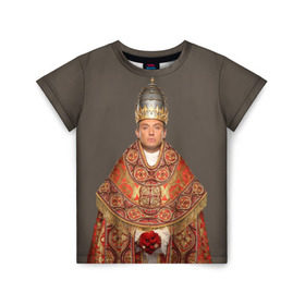 Детская футболка 3D с принтом Молодой Папа , 100% гипоаллергенный полиэфир | прямой крой, круглый вырез горловины, длина до линии бедер, чуть спущенное плечо, ткань немного тянется | young pope | джуд | лоу | молодой папа