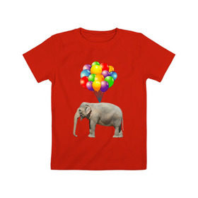 Детская футболка хлопок с принтом Воздушный слоник , 100% хлопок | круглый вырез горловины, полуприлегающий силуэт, длина до линии бедер | арт | животные | слон | шарики