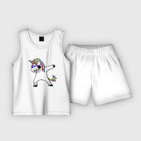 Детская пижама с шортами хлопок с принтом Unicorn dab ,  |  | арт | единорог | животные | музыка