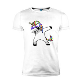 Мужская футболка премиум с принтом Unicorn dab , 92% хлопок, 8% лайкра | приталенный силуэт, круглый вырез ворота, длина до линии бедра, короткий рукав | арт | единорог | животные | музыка