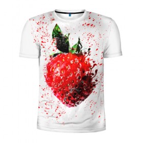 Мужская футболка 3D спортивная с принтом Клубника , 100% полиэстер с улучшенными характеристиками | приталенный силуэт, круглая горловина, широкие плечи, сужается к линии бедра | брызги | земляника | клубника | краски | красный | природа | рисунок | фрукты