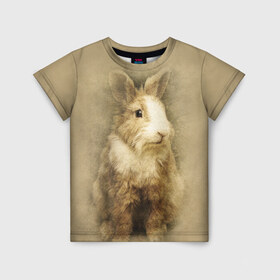 Детская футболка 3D с принтом Кролик , 100% гипоаллергенный полиэфир | прямой крой, круглый вырез горловины, длина до линии бедер, чуть спущенное плечо, ткань немного тянется | грызун | животные | заяц | кролик | мордочка | природа | пушистый | уши