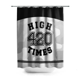 Штора 3D для ванной с принтом High Times 420 Camo , 100% полиэстер | плотность материала — 100 г/м2. Стандартный размер — 146 см х 180 см. По верхнему краю — пластиковые люверсы для креплений. В комплекте 10 пластиковых колец | camouflage | камо | камуфляж