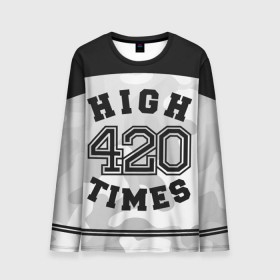 Мужской лонгслив 3D с принтом High Times 420 Camo , 100% полиэстер | длинные рукава, круглый вырез горловины, полуприлегающий силуэт | camouflage | камо | камуфляж