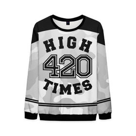 Мужской свитшот 3D с принтом High Times 420 Camo , 100% полиэстер с мягким внутренним слоем | круглый вырез горловины, мягкая резинка на манжетах и поясе, свободная посадка по фигуре | Тематика изображения на принте: camouflage | камо | камуфляж