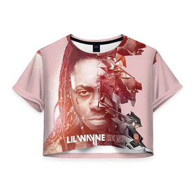 Женская футболка 3D укороченная с принтом Lil Wayne 7 , 100% полиэстер | круглая горловина, длина футболки до линии талии, рукава с отворотами | 