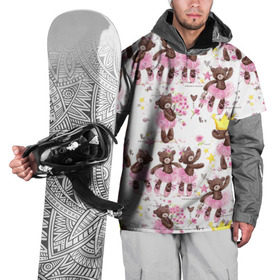 Накидка на куртку 3D с принтом Плюшевые мишки , 100% полиэстер |  | Тематика изображения на принте: акварель | балерина | медведи | пачка | пуанты | рисунок | розовый | теди | цветы