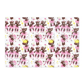 Магнитный плакат 3Х2 с принтом Плюшевые мишки , Полимерный материал с магнитным слоем | 6 деталей размером 9*9 см | акварель | балерина | медведи | пачка | пуанты | рисунок | розовый | теди | цветы