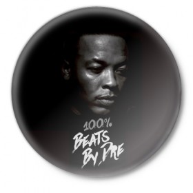 Значок с принтом Dr.Dre ,  металл | круглая форма, металлическая застежка в виде булавки | dr. dre | rap | андре ромелл янг | джи фанк. | доктор дре | доктор дрэ | рэп