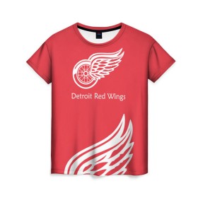 Женская футболка 3D с принтом Detroit Red Wings 2017 , 100% полиэфир ( синтетическое хлопкоподобное полотно) | прямой крой, круглый вырез горловины, длина до линии бедер | detroit red wings | nhl | спорт | хоккей