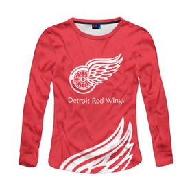 Женский лонгслив 3D с принтом Detroit Red Wings 2017 , 100% полиэстер | длинные рукава, круглый вырез горловины, полуприлегающий силуэт | detroit red wings | nhl | спорт | хоккей
