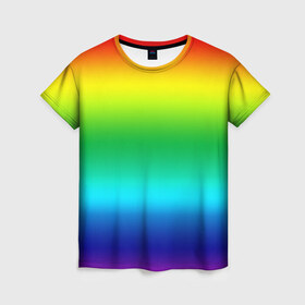 Женская футболка 3D с принтом Радуга (Градиент) , 100% полиэфир ( синтетическое хлопкоподобное полотно) | прямой крой, круглый вырез горловины, длина до линии бедер | разноцветный | яркий