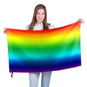 Флаг 3D с принтом Радуга (Градиент) , 100% полиэстер | плотность ткани — 95 г/м2, размер — 67 х 109 см. Принт наносится с одной стороны | Тематика изображения на принте: разноцветный | яркий