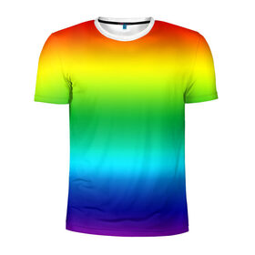 Мужская футболка 3D спортивная с принтом Радуга (Градиент) , 100% полиэстер с улучшенными характеристиками | приталенный силуэт, круглая горловина, широкие плечи, сужается к линии бедра | разноцветный | яркий
