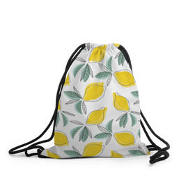 Рюкзак-мешок 3D с принтом Лимончики , 100% полиэстер | плотность ткани — 200 г/м2, размер — 35 х 45 см; лямки — толстые шнурки, застежка на шнуровке, без карманов и подкладки | лимоны | минимализм | паттерн | фрукты | цитрусовые