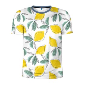 Мужская футболка 3D спортивная с принтом Лимончики , 100% полиэстер с улучшенными характеристиками | приталенный силуэт, круглая горловина, широкие плечи, сужается к линии бедра | Тематика изображения на принте: лимоны | минимализм | паттерн | фрукты | цитрусовые