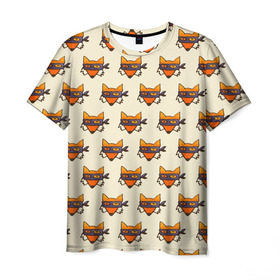 Мужская футболка 3D с принтом Лисы ниндзя , 100% полиэфир | прямой крой, круглый вырез горловины, длина до линии бедер | лисы | минимализм | ниндзя | паттерн