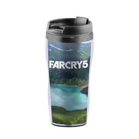 Термокружка-непроливайка с принтом Far Cry 5 , внутренняя часть — пищевой пластик, наружная часть — прозрачный пластик, между ними — полиграфическая вставка с рисунком | объем — 350 мл, герметичная крышка | far cry | far cry 5 | фар край