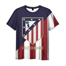 Мужская футболка 3D с принтом Атлетико Мадрид , 100% полиэфир | прямой крой, круглый вырез горловины, длина до линии бедер | atletico madrid | football | spanish | атлетико мадрид | испанский | клуб | футбольный
