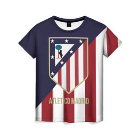 Женская футболка 3D с принтом Атлетико Мадрид , 100% полиэфир ( синтетическое хлопкоподобное полотно) | прямой крой, круглый вырез горловины, длина до линии бедер | atletico madrid | football | spanish | атлетико мадрид | испанский | клуб | футбольный