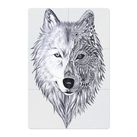 Магнитный плакат 2Х3 с принтом Рисованный волк , Полимерный материал с магнитным слоем | 6 деталей размером 9*9 см | Тематика изображения на принте: арт | волки | графика | животные | узор | хищники | черно белые