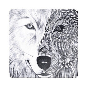 Магнит виниловый Квадрат с принтом Рисованный волк , полимерный материал с магнитным слоем | размер 9*9 см, закругленные углы | арт | волки | графика | животные | узор | хищники | черно белые