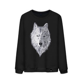 Мужской свитшот хлопок с принтом Рисованный волк , 100% хлопок |  | арт | волки | графика | животные | узор | хищники | черно белые