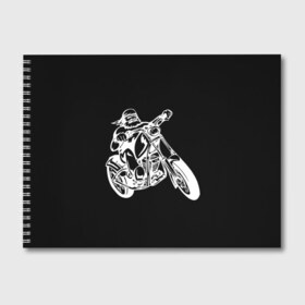 Альбом для рисования с принтом Байкер , 100% бумага
 | матовая бумага, плотность 200 мг. | biker | black and white | man | motorcycle | motorcyclist | silhouette | stencil | байкер | мотоцикл | мотоциклист | мужчина | силуэт | трафарет | черно белый