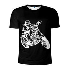 Мужская футболка 3D спортивная с принтом Байкер , 100% полиэстер с улучшенными характеристиками | приталенный силуэт, круглая горловина, широкие плечи, сужается к линии бедра | biker | black and white | man | motorcycle | motorcyclist | silhouette | stencil | байкер | мотоцикл | мотоциклист | мужчина | силуэт | трафарет | черно белый