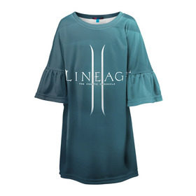 Детское платье 3D с принтом LineAge II , 100% полиэстер | прямой силуэт, чуть расширенный к низу. Круглая горловина, на рукавах — воланы | l2 | la 2 | lineage | lineage 2 | lineage ii | линейка