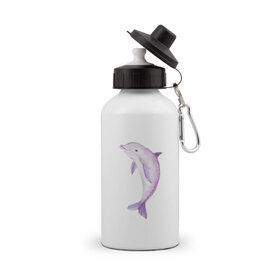 Бутылка спортивная с принтом Дельфин , металл | емкость — 500 мл, в комплекте две пластиковые крышки и карабин для крепления | Тематика изображения на принте: 