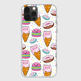 Чехол для iPhone 12 Pro Max с принтом Сладкие котики , Силикон |  | конфетти | котики | мороженое | пломбир | пончики | рожок
