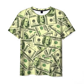 Мужская футболка 3D с принтом Benjamin Franklin , 100% полиэфир | прямой крой, круглый вырез горловины, длина до линии бедер | 3d | benjamin franklin | америка | богатство | валюта | денежные купюры | деньги | доллар | зеленые | сша | текстуры