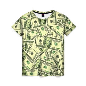 Женская футболка 3D с принтом Benjamin Franklin , 100% полиэфир ( синтетическое хлопкоподобное полотно) | прямой крой, круглый вырез горловины, длина до линии бедер | 3d | benjamin franklin | америка | богатство | валюта | денежные купюры | деньги | доллар | зеленые | сша | текстуры