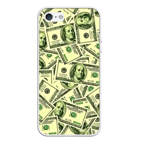Чехол для iPhone 5/5S матовый с принтом Benjamin Franklin , Силикон | Область печати: задняя сторона чехла, без боковых панелей | Тематика изображения на принте: 3d | benjamin franklin | америка | богатство | валюта | денежные купюры | деньги | доллар | зеленые | сша | текстуры