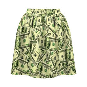 Юбка-солнце 3D с принтом Benjamin Franklin , 80% полиэстер, 20% спандекс | широкий эластичный пояс, крупные складки. | 3d | benjamin franklin | америка | богатство | валюта | денежные купюры | деньги | доллар | зеленые | сша | текстуры