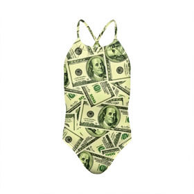Детский купальник 3D с принтом Benjamin Franklin , Полиэстер 85%, Спандекс 15% | Слитный крой, подклад по переду изделия, узкие бретели | Тематика изображения на принте: 3d | benjamin franklin | америка | богатство | валюта | денежные купюры | деньги | доллар | зеленые | сша | текстуры