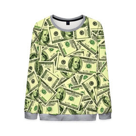 Мужской свитшот 3D с принтом Benjamin Franklin , 100% полиэстер с мягким внутренним слоем | круглый вырез горловины, мягкая резинка на манжетах и поясе, свободная посадка по фигуре | 3d | benjamin franklin | америка | богатство | валюта | денежные купюры | деньги | доллар | зеленые | сша | текстуры