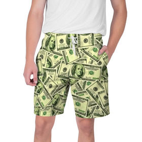 Мужские шорты 3D с принтом Benjamin Franklin ,  полиэстер 100% | прямой крой, два кармана без застежек по бокам. Мягкая трикотажная резинка на поясе, внутри которой широкие завязки. Длина чуть выше колен | 3d | benjamin franklin | америка | богатство | валюта | денежные купюры | деньги | доллар | зеленые | сша | текстуры
