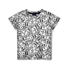 Детская футболка 3D с принтом Benjamin Franklin $ , 100% гипоаллергенный полиэфир | прямой крой, круглый вырез горловины, длина до линии бедер, чуть спущенное плечо, ткань немного тянется | 3d | benjamin franklin | америка | богатство | валюта | денежные купюры | деньги | доллар | зеленые | сша | текстуры