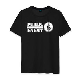 Мужская футболка хлопок с принтом Паблик Энеми , 100% хлопок | прямой крой, круглый вырез горловины, длина до линии бедер, слегка спущенное плечо. | public enemy