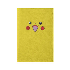 Обложка для паспорта матовая кожа с принтом Pikachu , натуральная матовая кожа | размер 19,3 х 13,7 см; прозрачные пластиковые крепления | 