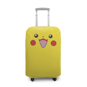 Чехол для чемодана 3D с принтом Pikachu , 86% полиэфир, 14% спандекс | двустороннее нанесение принта, прорези для ручек и колес | 