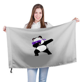 Флаг 3D с принтом Panda , 100% полиэстер | плотность ткани — 95 г/м2, размер — 67 х 109 см. Принт наносится с одной стороны | Тематика изображения на принте: panda dab | животные | панда
