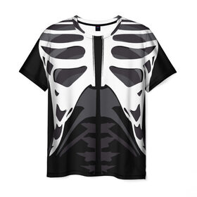 Мужская футболка 3D с принтом Скелет , 100% полиэфир | прямой крой, круглый вырез горловины, длина до линии бедер |   | кости | ребра | скелет