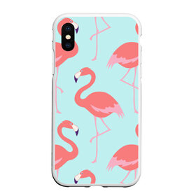 Чехол для iPhone XS Max матовый с принтом Flamingos pattern , Силикон | Область печати: задняя сторона чехла, без боковых панелей | animals | beautiful | bird | birds | birdy | blue | color | flamingo | nature | wild | белое | голубое | животные | красивое | красота | милое | природа | птица | птицы | птичка | птички | синее | фламинго | цвет | яркое