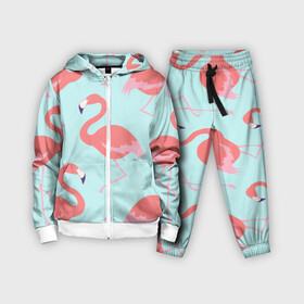 Детский костюм 3D с принтом Flamingos pattern ,  |  | animals | beautiful | bird | birds | birdy | blue | color | flamingo | nature | wild | белое | голубое | животные | красивое | красота | милое | природа | птица | птицы | птичка | птички | синее | фламинго | цвет | яркое