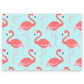 Поздравительная открытка с принтом Flamingos pattern , 100% бумага | плотность бумаги 280 г/м2, матовая, на обратной стороне линовка и место для марки
 | animals | beautiful | bird | birds | birdy | blue | color | flamingo | nature | wild | белое | голубое | животные | красивое | красота | милое | природа | птица | птицы | птичка | птички | синее | фламинго | цвет | яркое